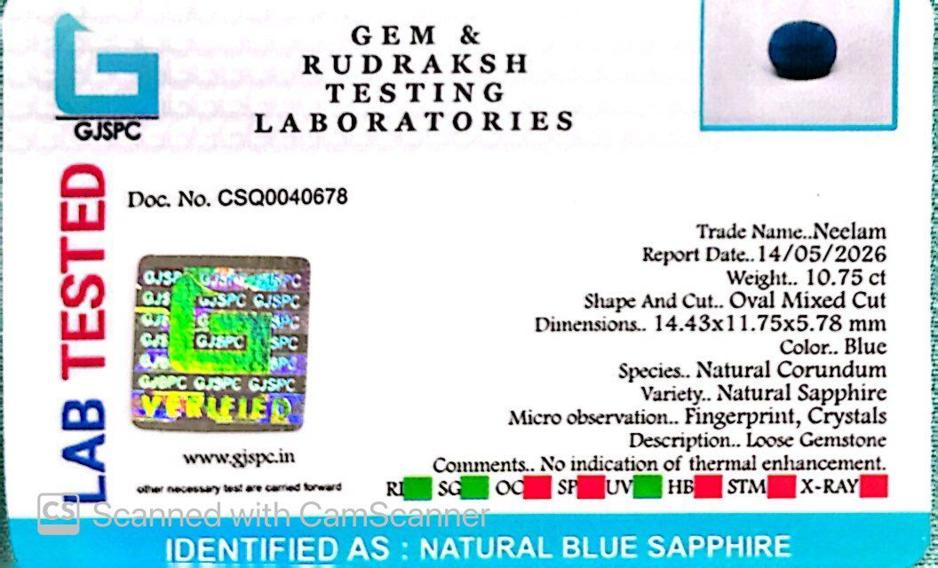 Indian Blue Sapphire Gemstones – Power, Protection & Planetary Precision 10.75 CT