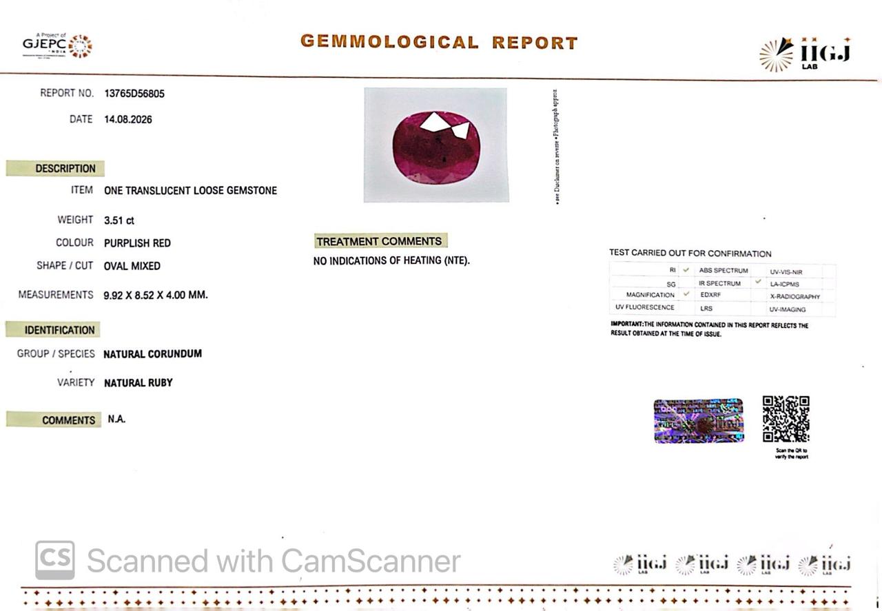 Natural Mozambique Ruby 3.51 Ct Certified