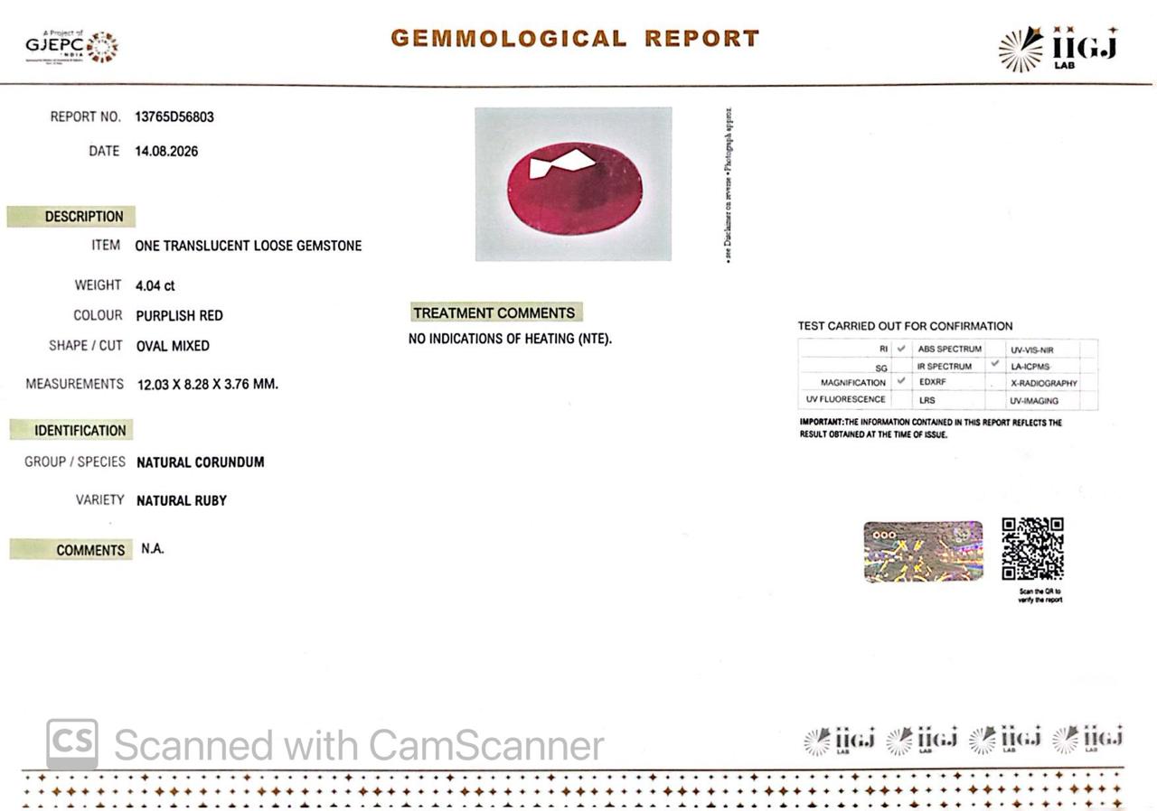 Natural Mozambique Ruby 4.04 Ct Certified