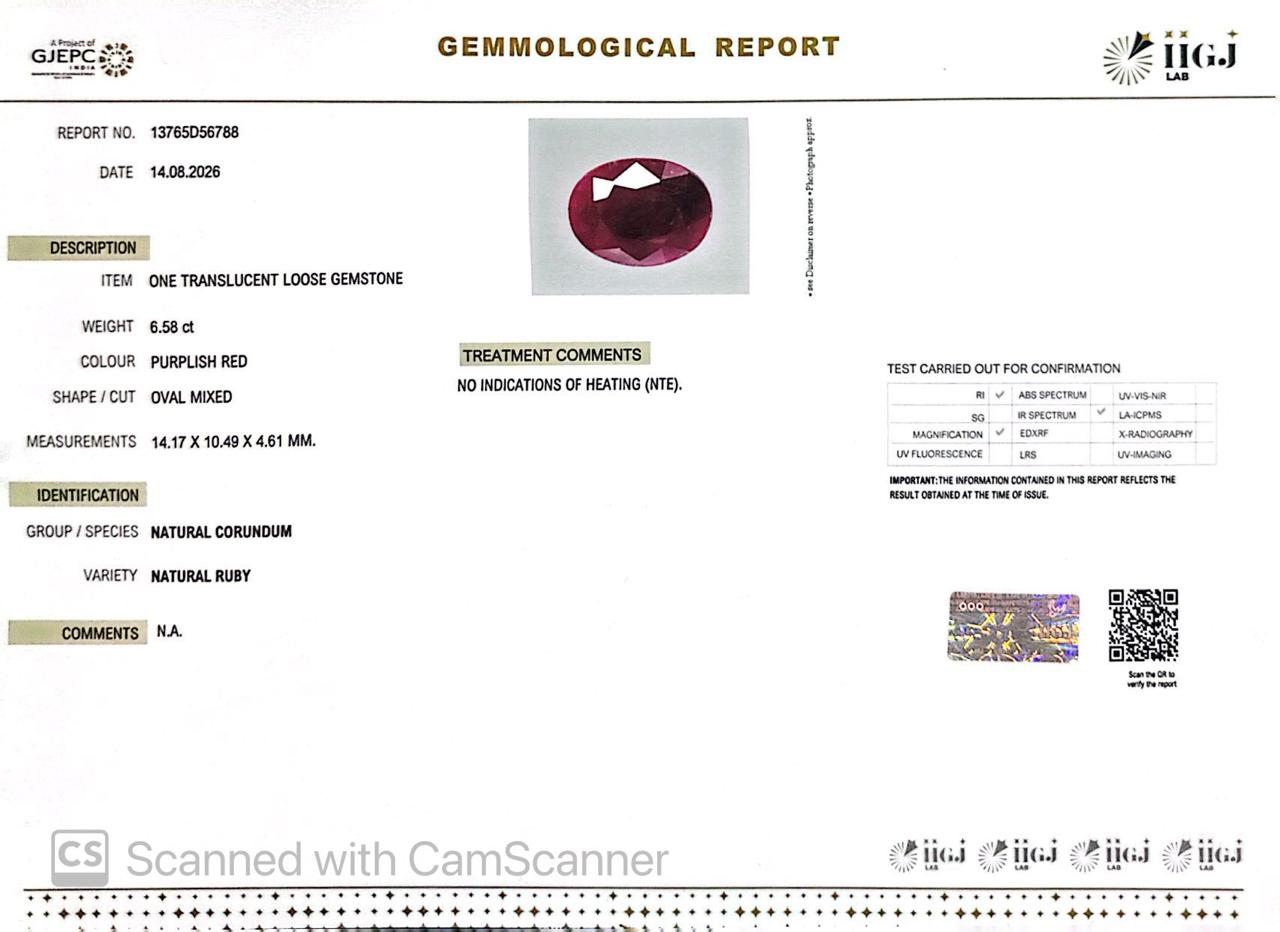 Natural Mozambique Ruby 6.58 Ct Certified