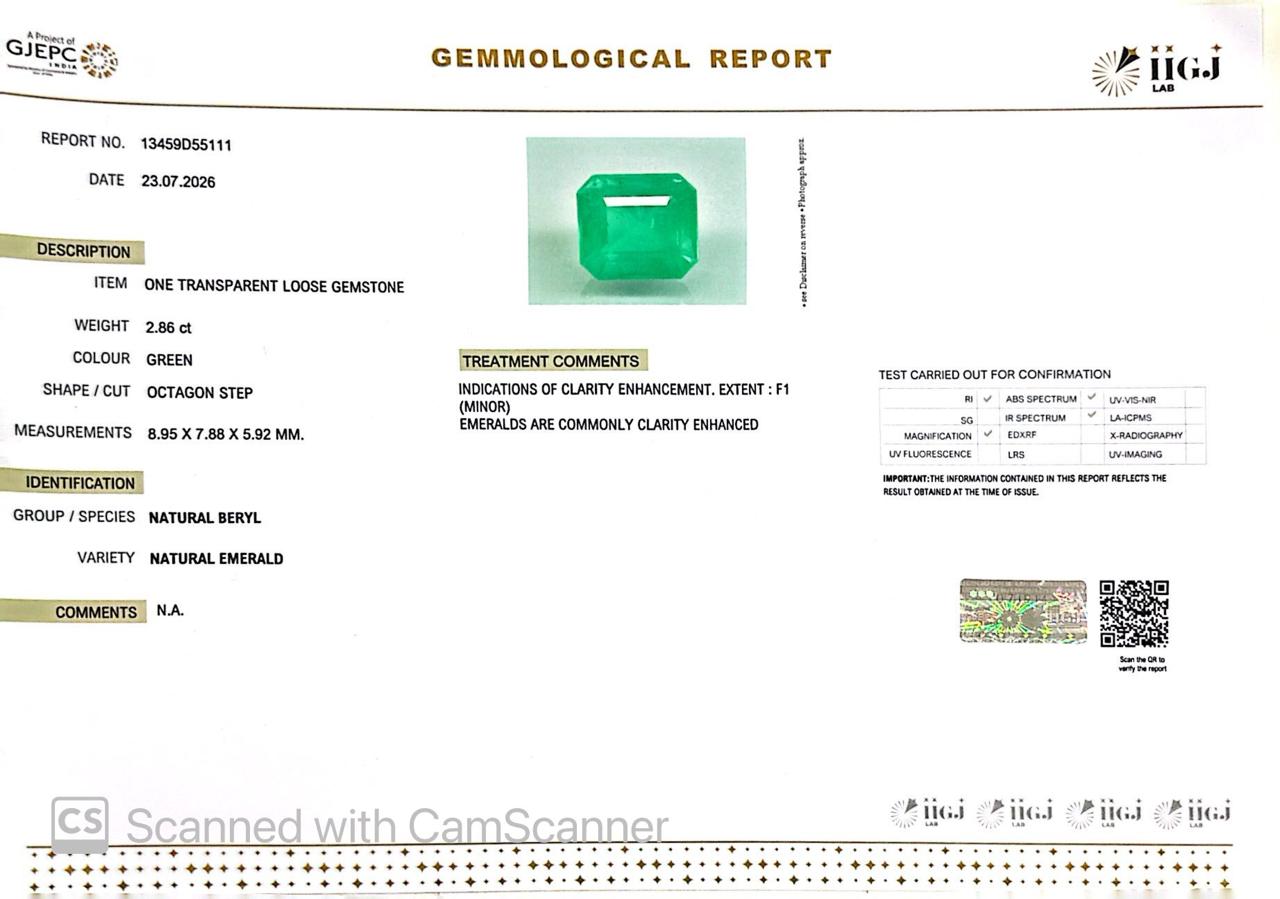 Natural Emerald (Panna) 2.86 CT – Certified Premium Gemstone