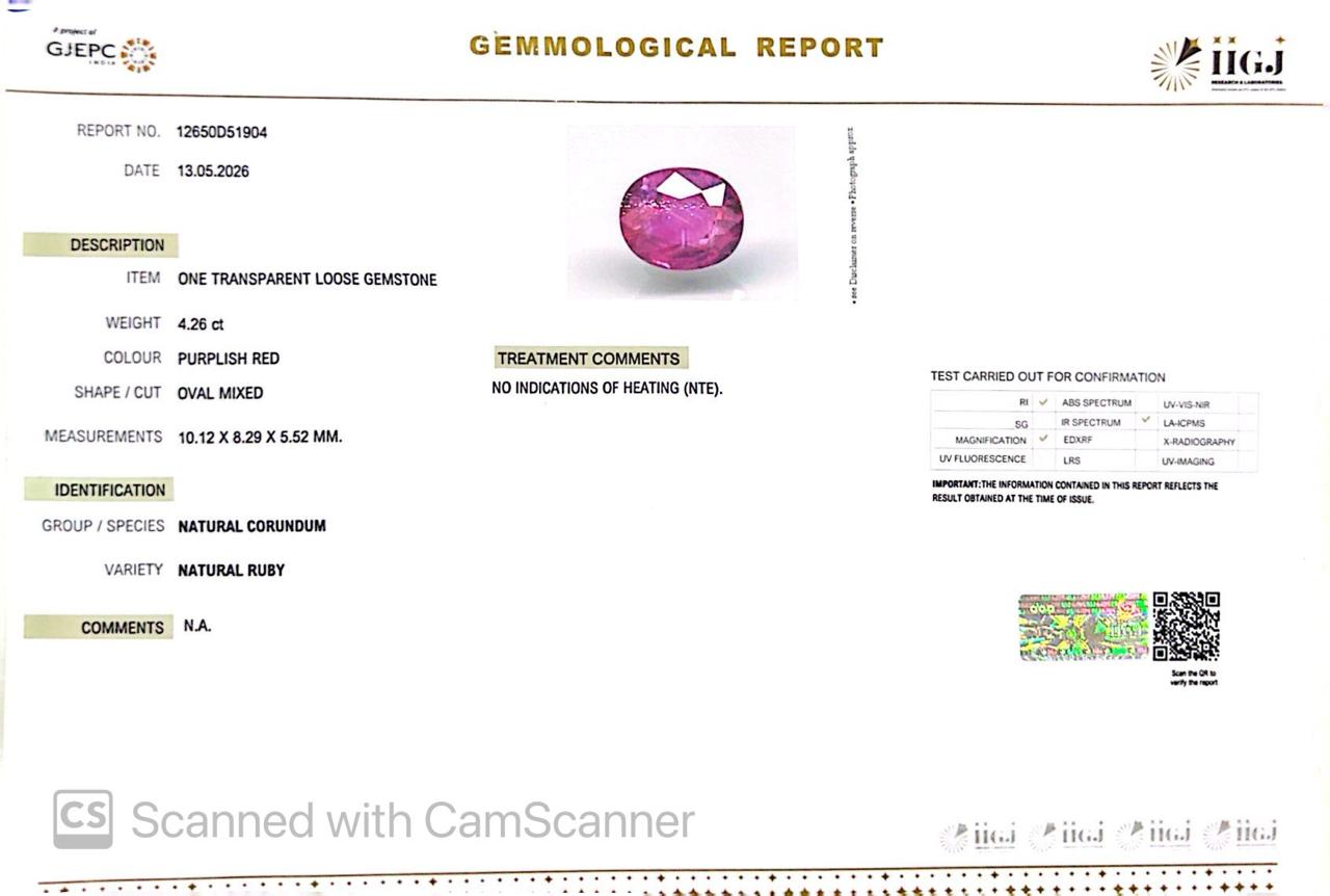 Natural Mozambique Ruby 4.26 Ct Certified