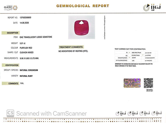 Natural Mozambique Ruby 5.01 Ct Certified