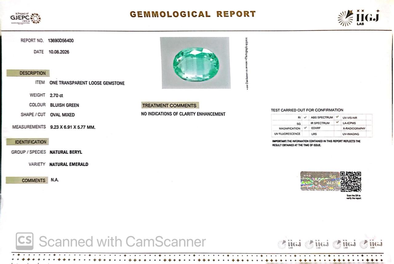Natural Emerald (Panna) 2.70 Ct – Certified Premium Gemstone