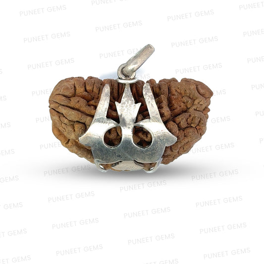 1 Mukhi Rudraksha Trishul Silver Locket