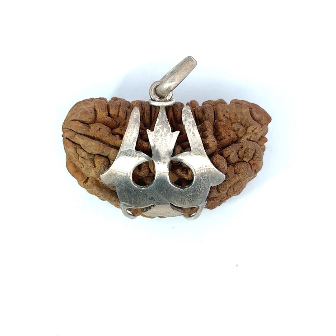 1 Mukhi Rudraksha Trishul Silver Locket