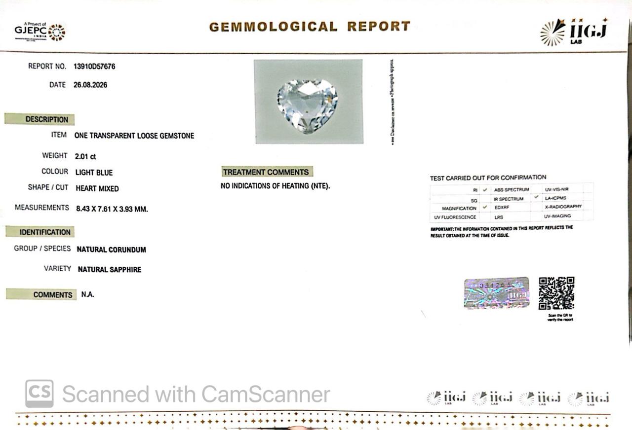 Natural White Sapphire 2.01 Ct – Certified Gemstone
