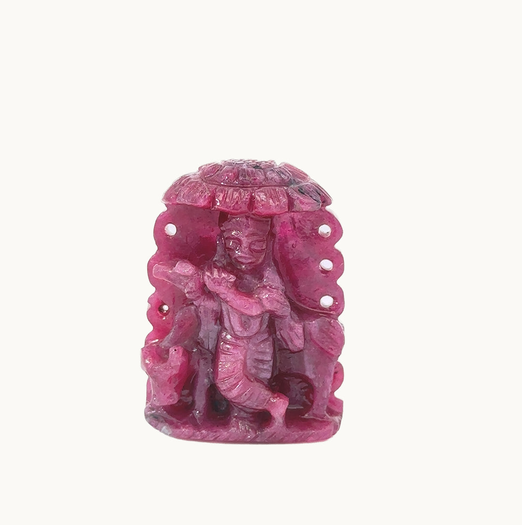 Natural Ruby Krishna Ji Figure – Divine Symbol of Love, Prosperity & Positivity 53.12 CT