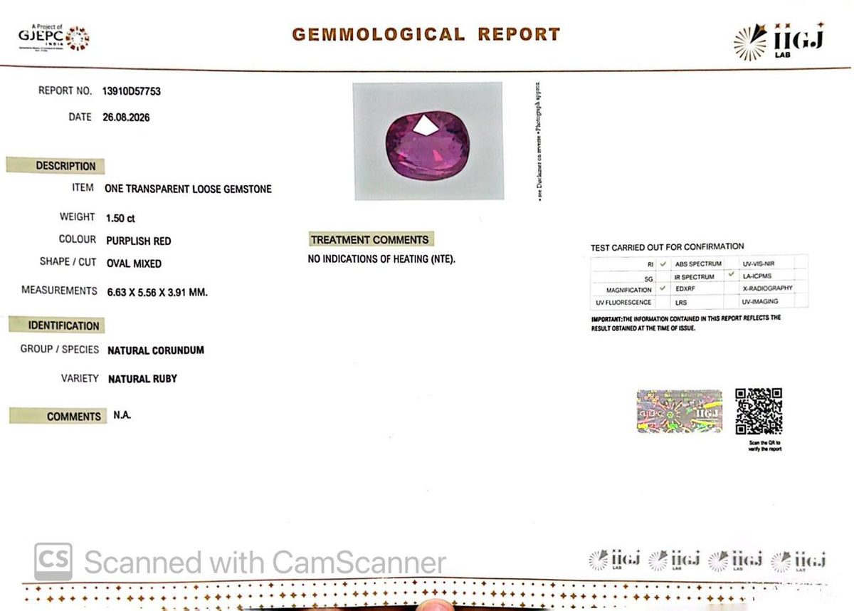 Natural Mozambique Ruby 1.50 Ct Certified