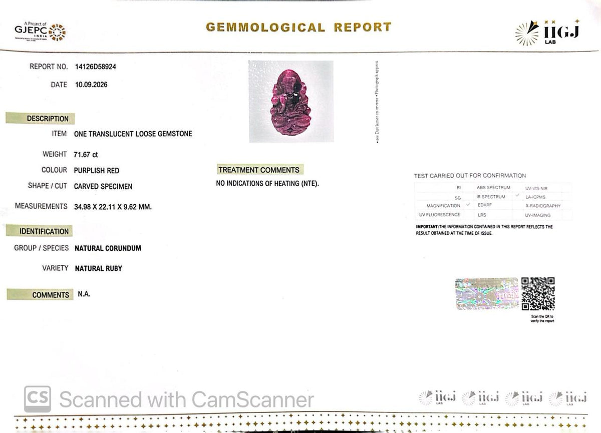 Natural Ruby Figure 71.78 Ct – Certified Gemstone