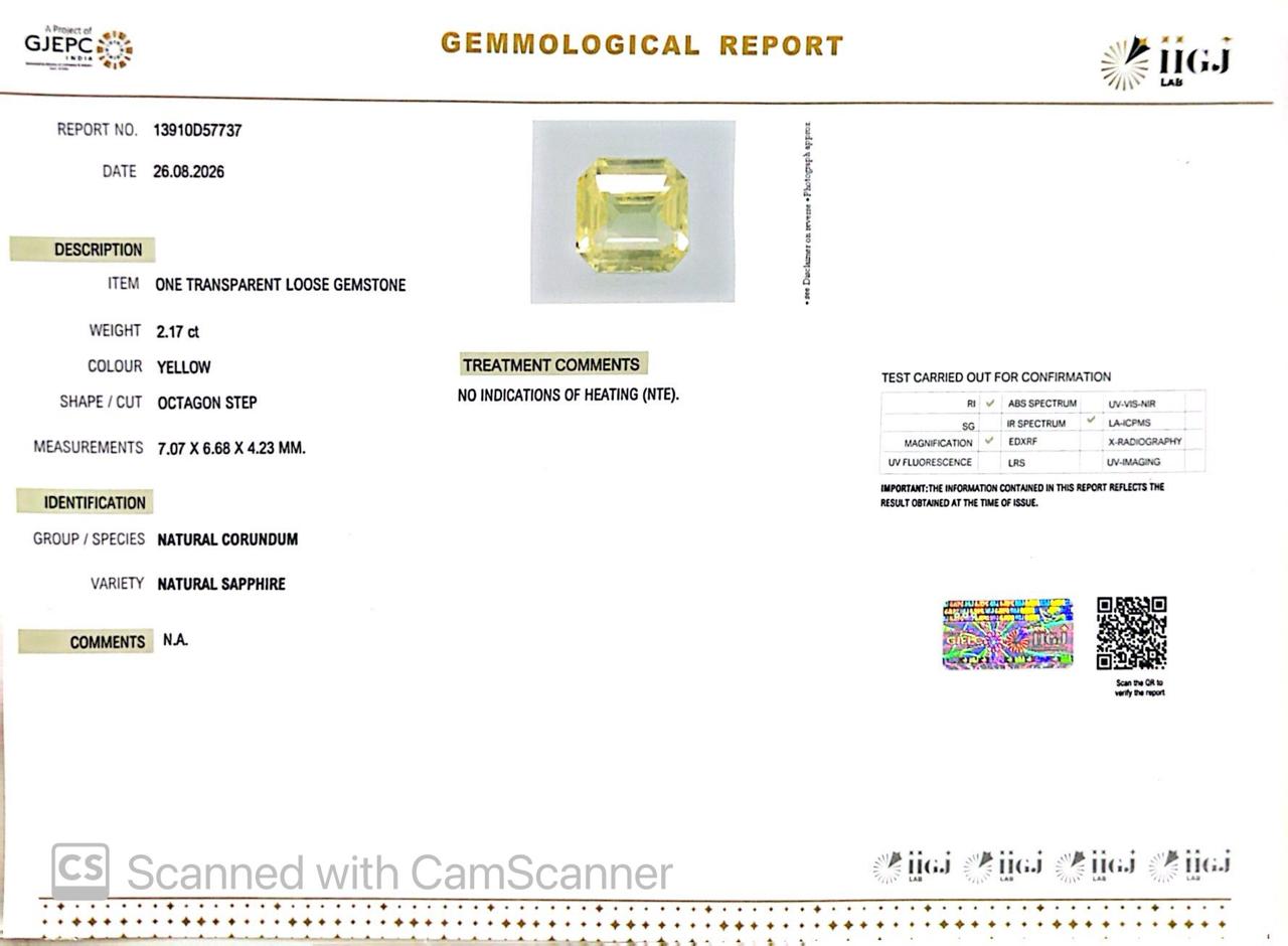 Natural Yellow Sapphire (Pukhraj) 2.17 Ct – Certified Premium Gemstone