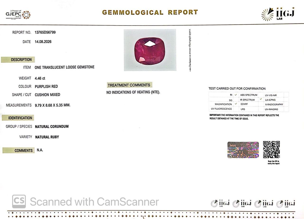 Natural Mozambique Ruby 4.46 Ct Certified