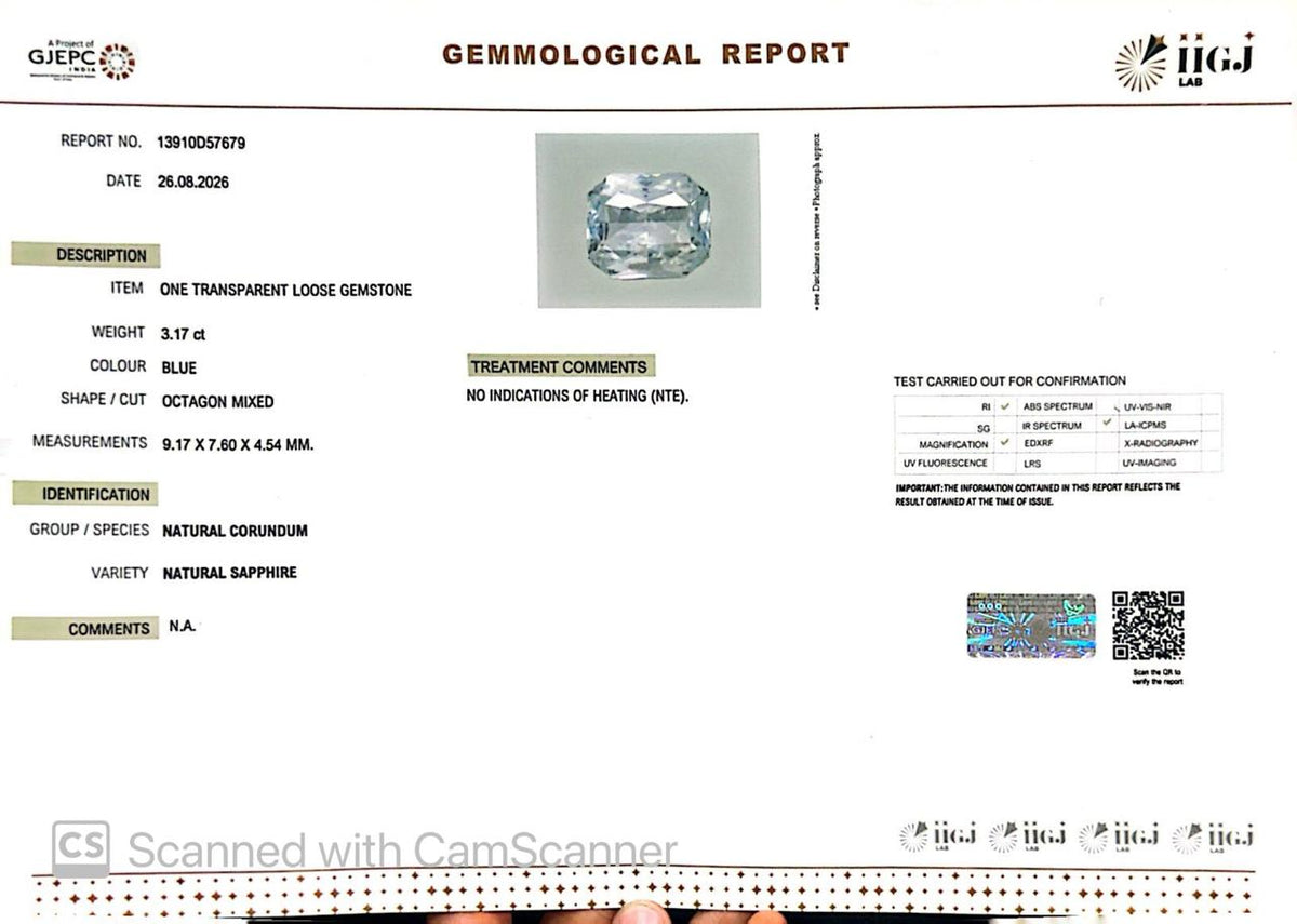 Natural White Sapphire 3.17 Ct – Certified Gemstone