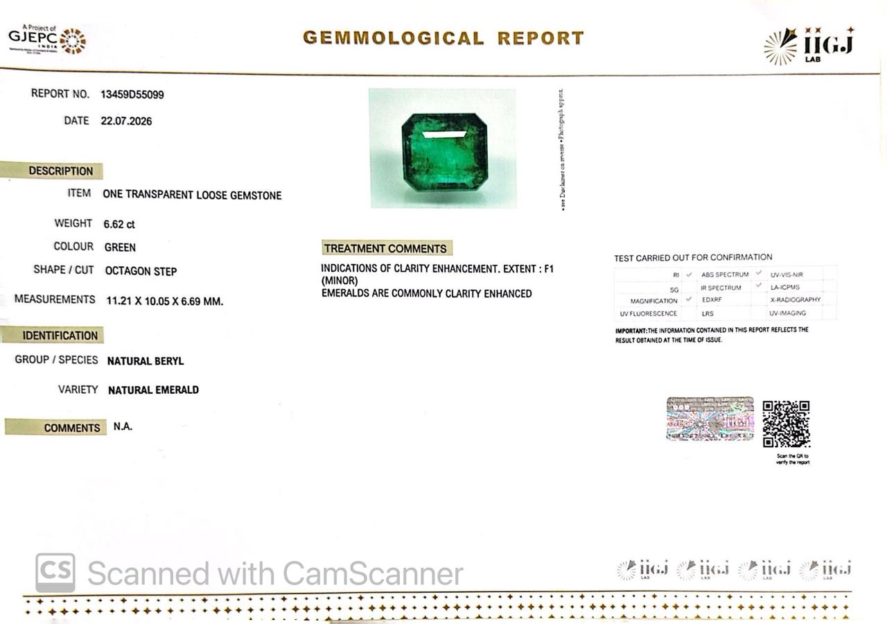Natural Emerald (Panna) 6.62 CT – Certified Premium Gemstone