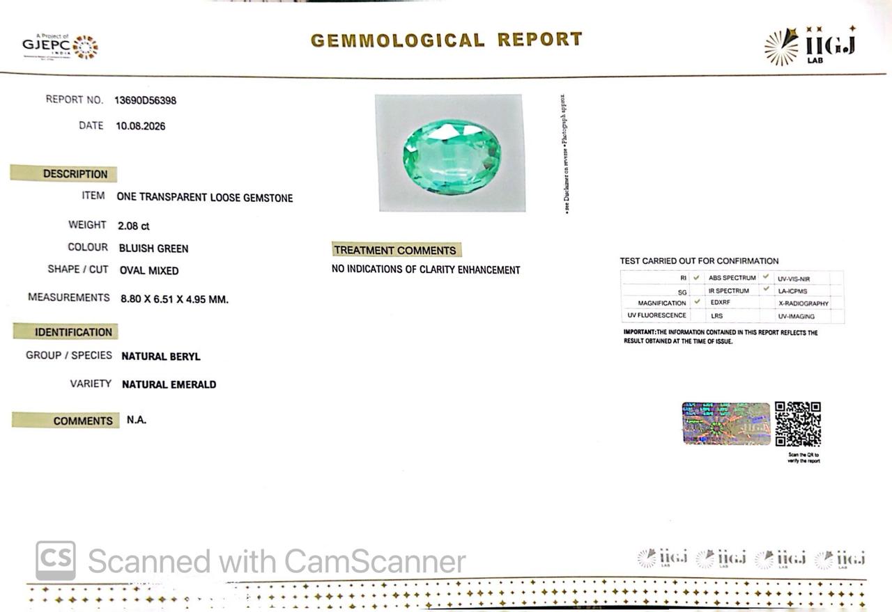 Natural Emerald (Panna) 2.08 Ct – Certified Premium Gemstone