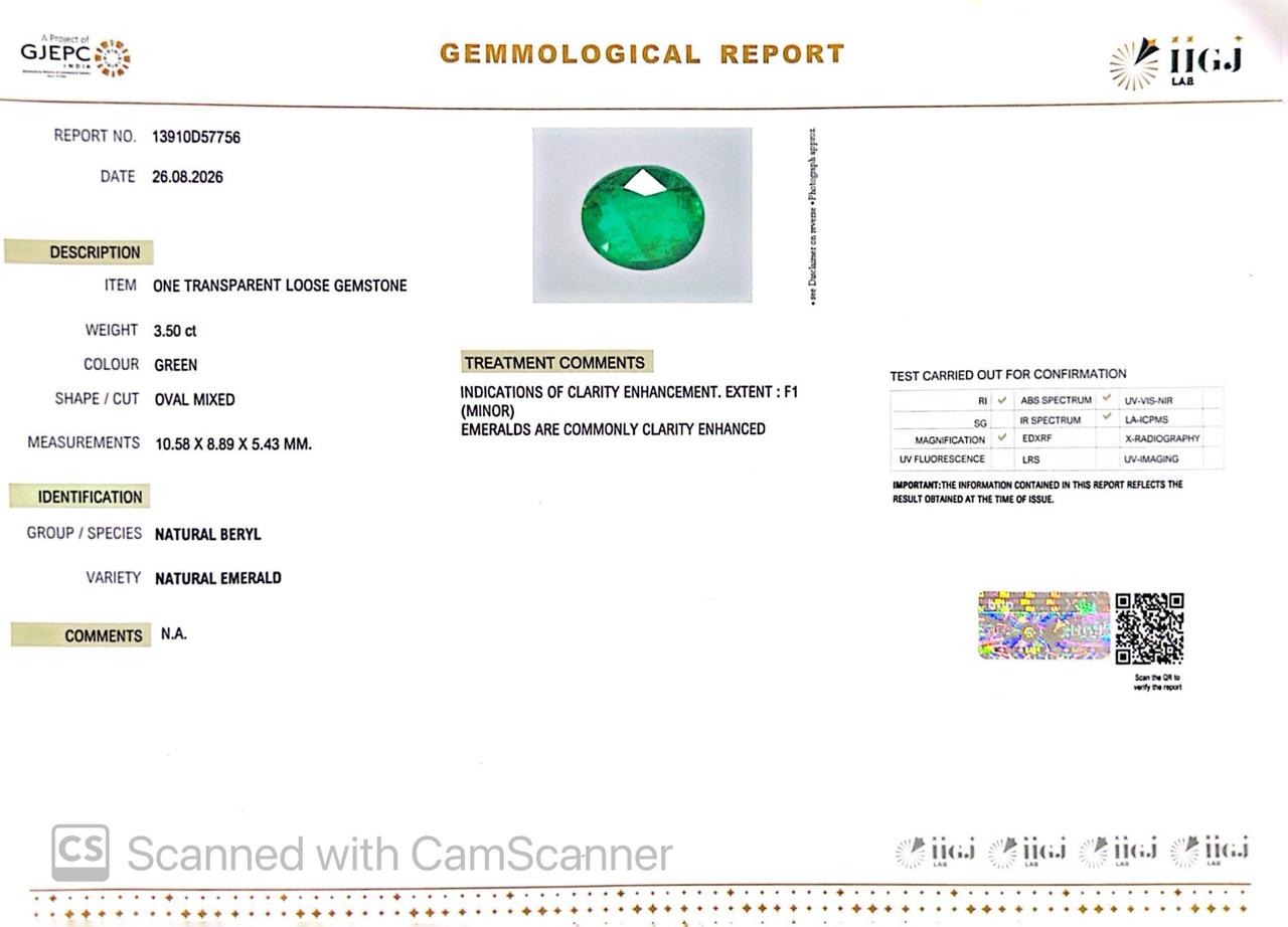 Natural Emerald (Panna) 3.50 Ct – Certified Gemstone