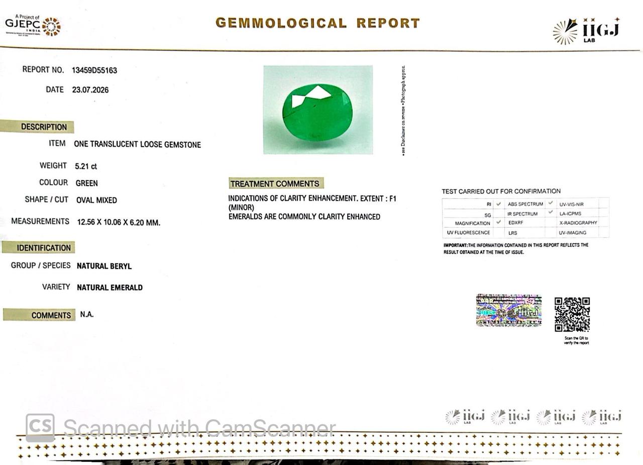 Natural Emerald (Panna) 5.21 CT – Certified Premium Gemstone