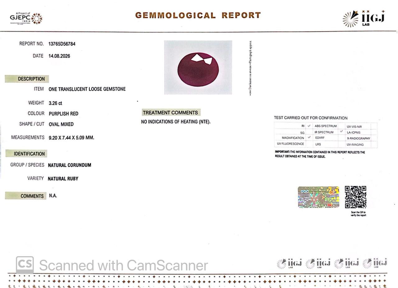 Natural Mozambique Ruby 3.26 Ct Certified