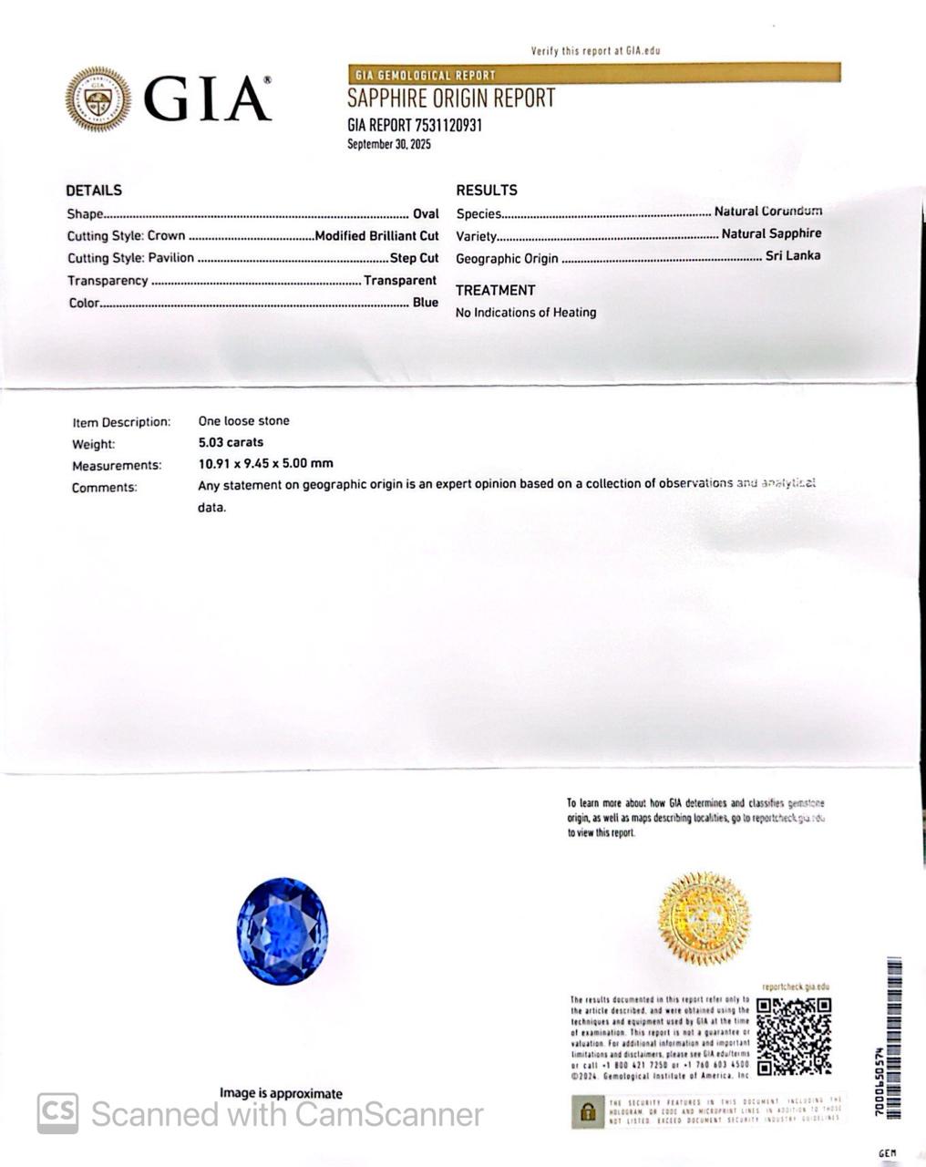 Natural Blue Sapphire (Neelam) 5.03 Ct – Certified Premium Gemstone