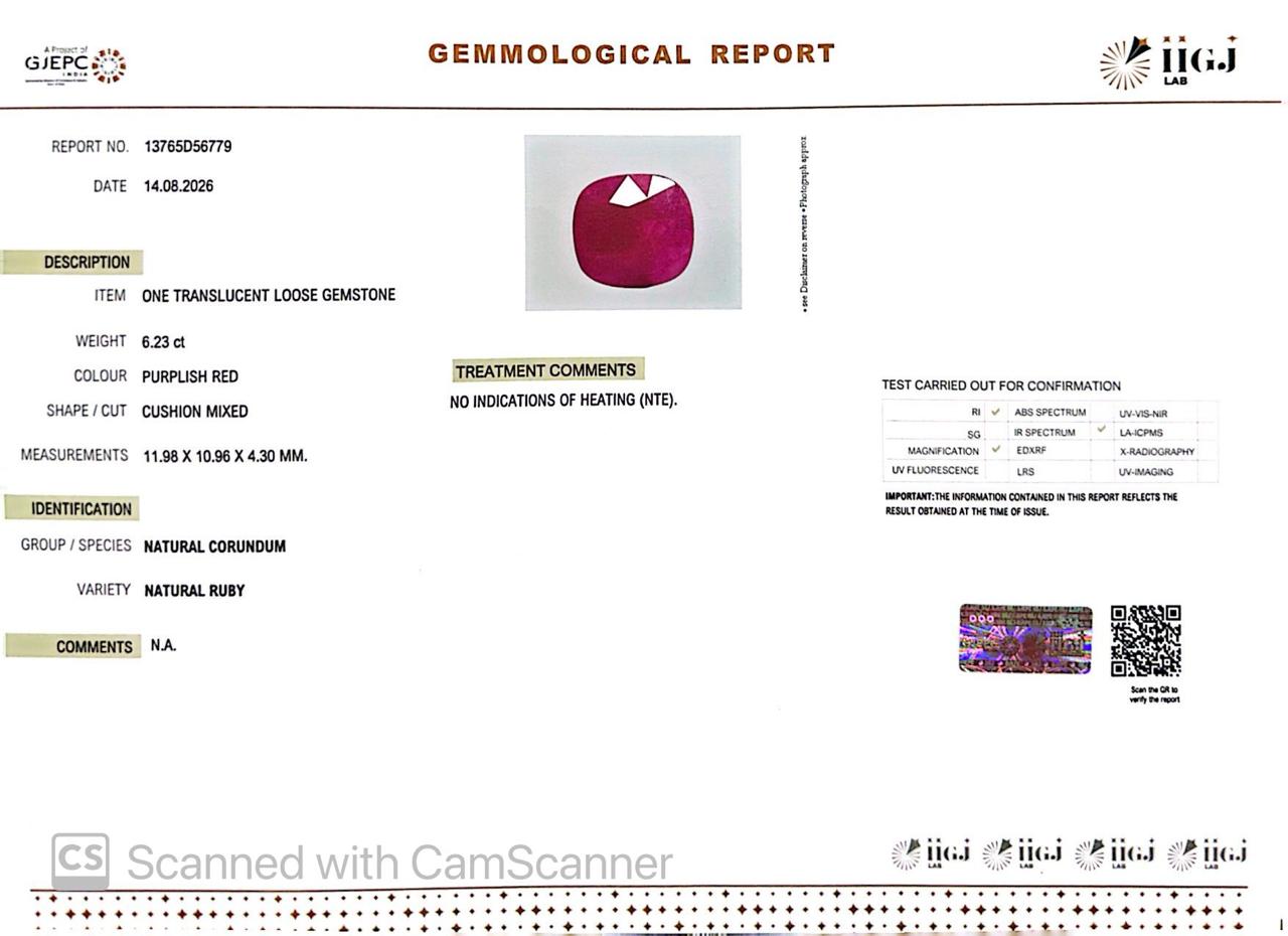Natural Mozambique Ruby 6.23 Ct Certified