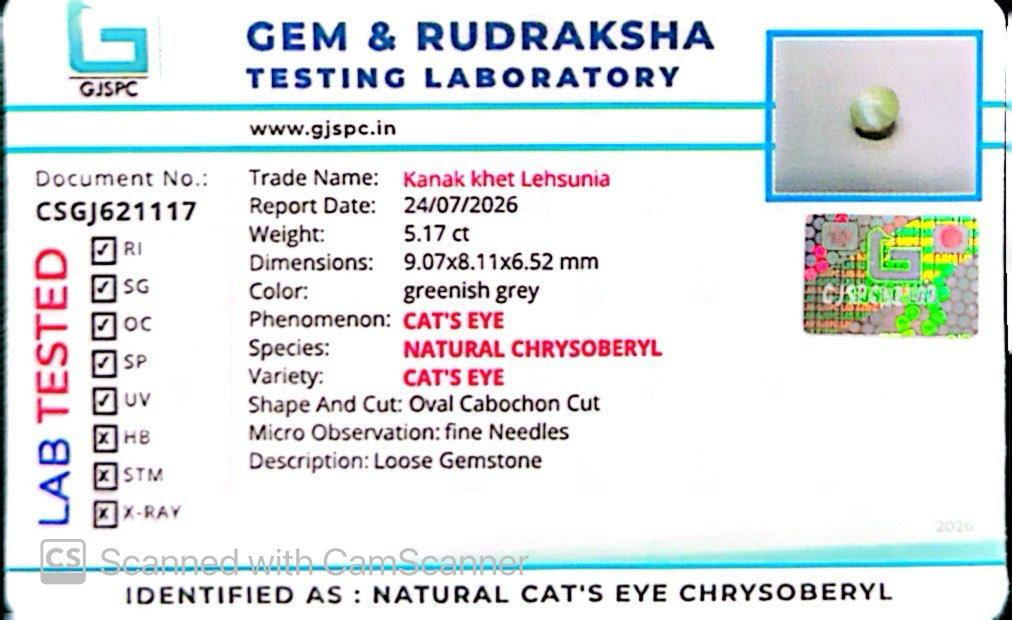 Natural Cat’s Eye Gemstone (Lehsunia) – Protection, Intuition & Ketu’s Power 5.17 CT