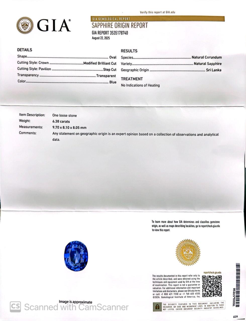 Natural Blue Sapphire (Neelam) 6.38 Ct – Certified Premium Gemstone