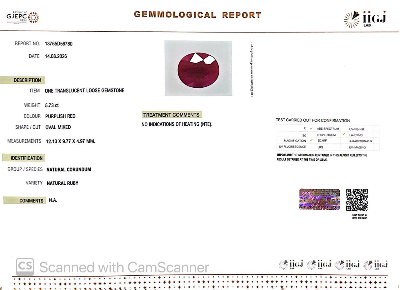 Natural Mozambique Ruby 5.73 Ct Certified