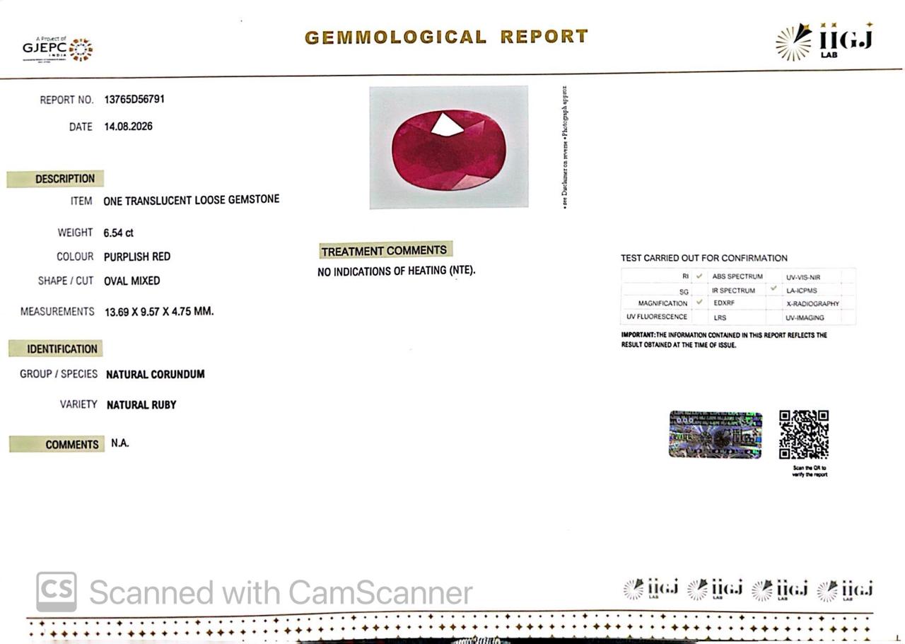 Natural Mozambique Ruby 6.54 Ct Certified