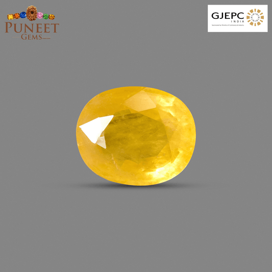 Natural Bangkok Yellow Sapphire (Pukhraj) 4.96 Ct – Certified Gemstone