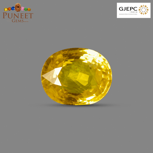 Natural Bangkok Yellow Sapphire (Pukhraj) 6.94 Ct – Certified Gemstone