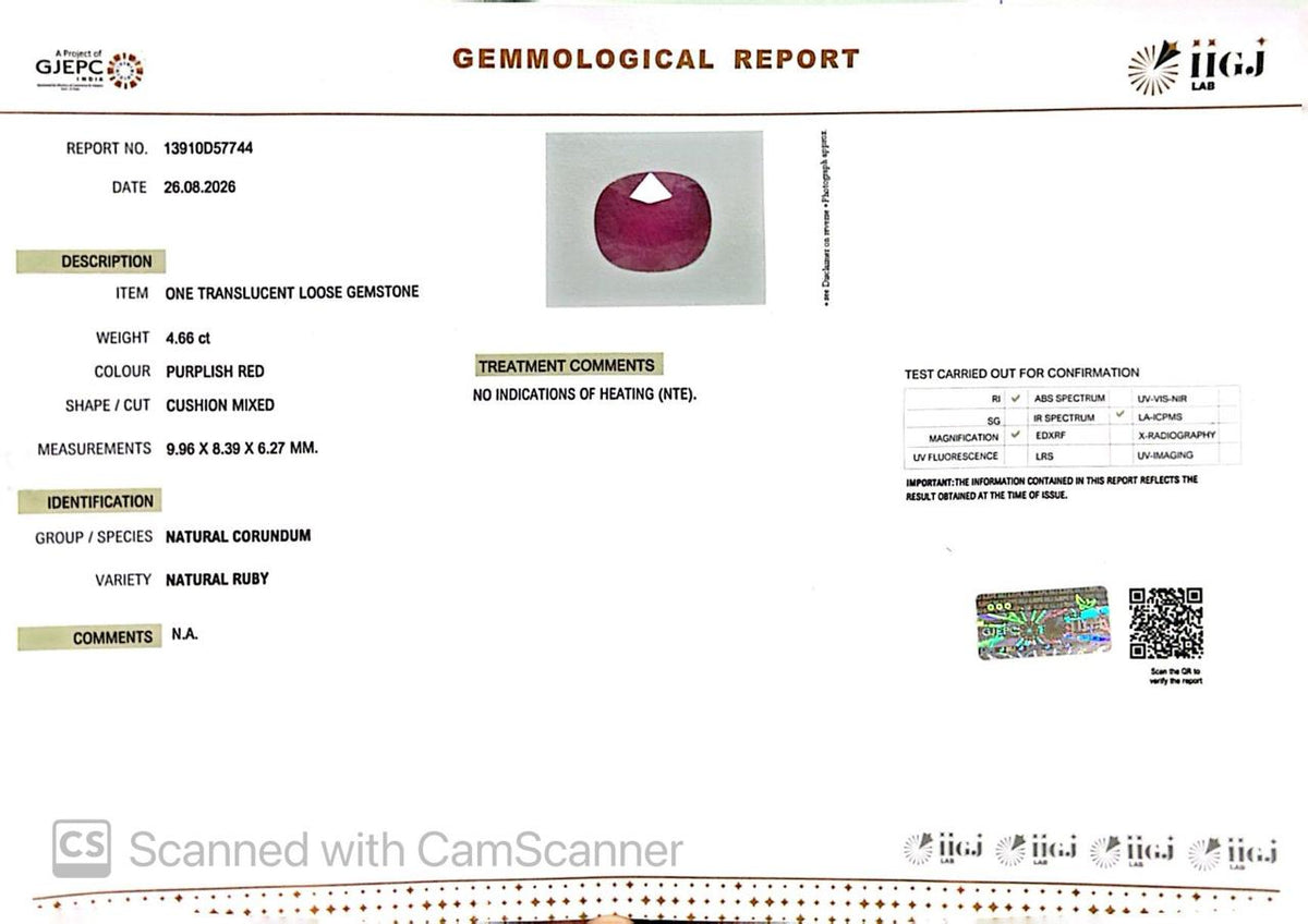 Natural Mozambique Ruby 4.66 Ct Certified
