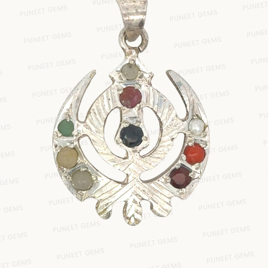Natural Navratan Silver Pendant – Nine Gems, One Powerful Symbol