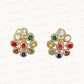 Natural Navratan Silver Earrings – Handcrafted 925 Sterling Silver with 9 Sacred Gemstones