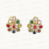 Natural Navratan Silver Earrings – Handcrafted 925 Sterling Silver with 9 Sacred Gemstones