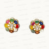 Natural Navratan Silver Earrings – Handcrafted 925 Sterling Silver with 9 Sacred Gemstones