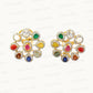 Natural Navratan Silver Earrings – Handcrafted 925 Sterling Silver with 9 Sacred Gemstones