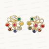 Natural Navratan Silver Earrings – Handcrafted 925 Sterling Silver with 9 Sacred Gemstones