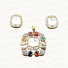 Natural Navratan Silver Pendant Set – 925 Sterling Silver with 9 Sacred Gemstones (Pendant + Earrings)