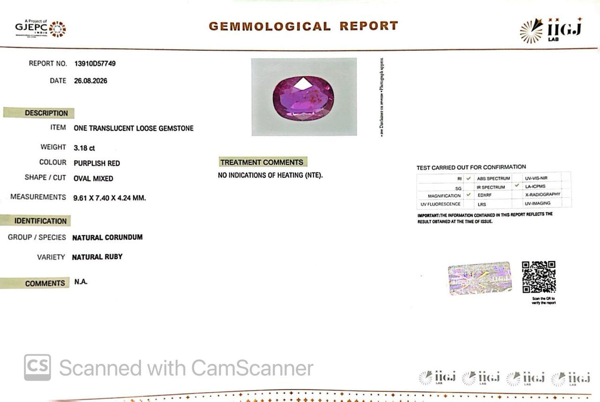 Natural Mozambique Ruby 3.18 Ct Certified