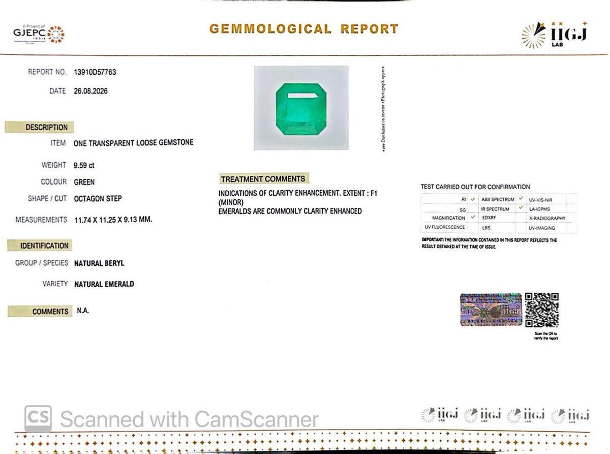 Natural Emerald (Panna) 9.59 Ct – Certified Premium Gemstone