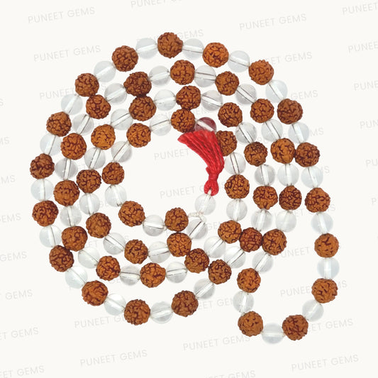 Rudraksha & Crystal Mix Mala – 108 Beads