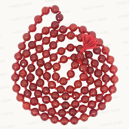 Carnelian Agate Cutting Mala – 108 Beads for Energy & Motivation
