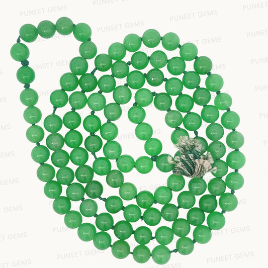 Green Z Plain Mala – 108 Beads for Balance & Healing