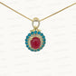 Dual-Stone Silver Pendant with Natural Ruby &amp; Blue Topaz – 925 Sterling Silver | Elegant & Energized Design