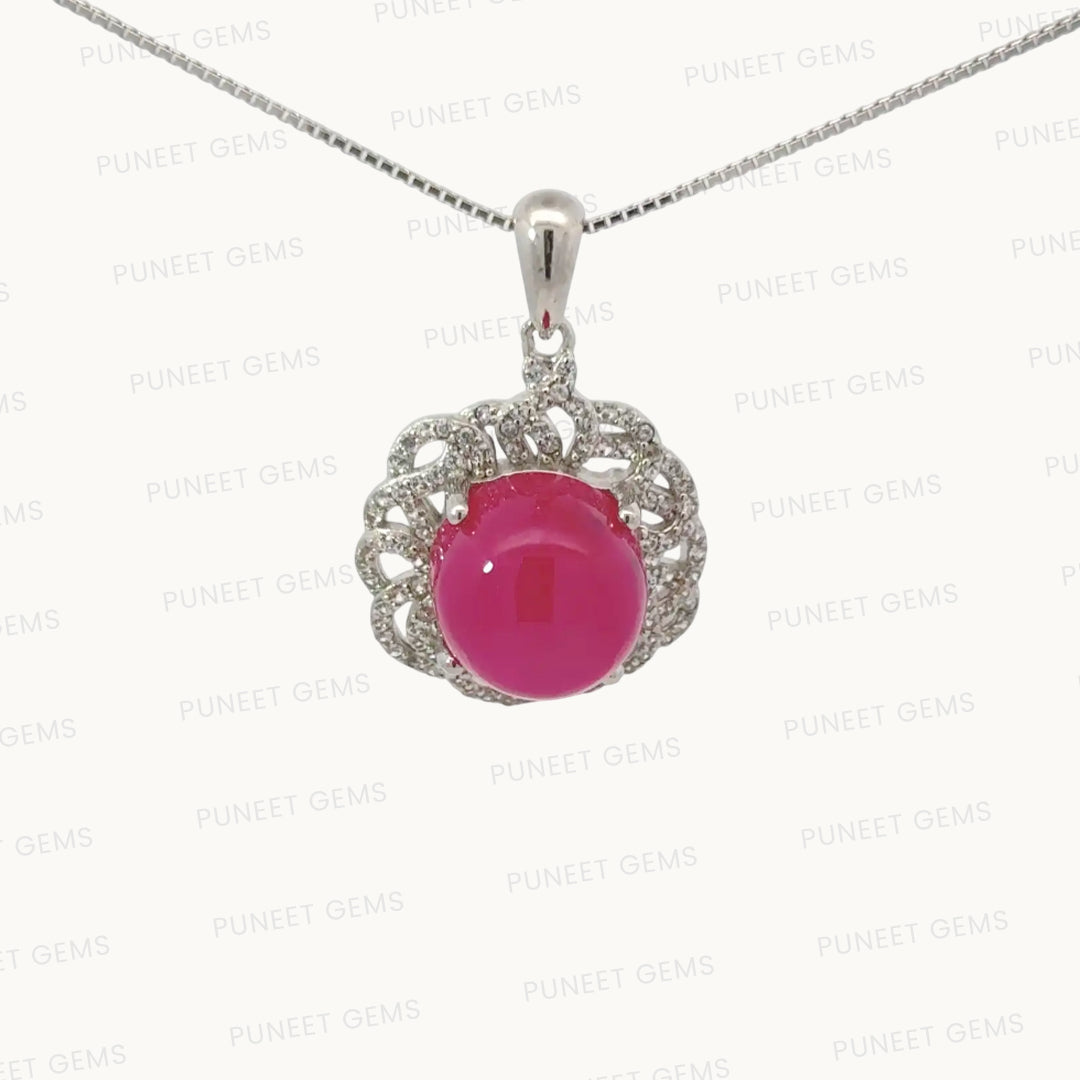 Natural Ruby Pendant in 925 Sterling Silver – Certified Manik Stone Pendant for Elegance & Energy