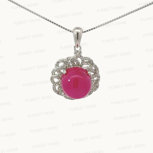 Natural Ruby Pendant in 925 Sterling Silver – Certified Manik Stone Pendant for Elegance & Energy