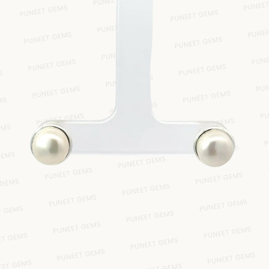 Elegant Silver Moti Tops (Pearl Stud Earrings) – 925 Sterling Silver | Timeless & Minimalist Jewelry