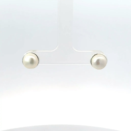 Elegant Silver Moti Tops (Pearl Stud Earrings) – 925 Sterling Silver | Timeless & Minimalist Jewelry