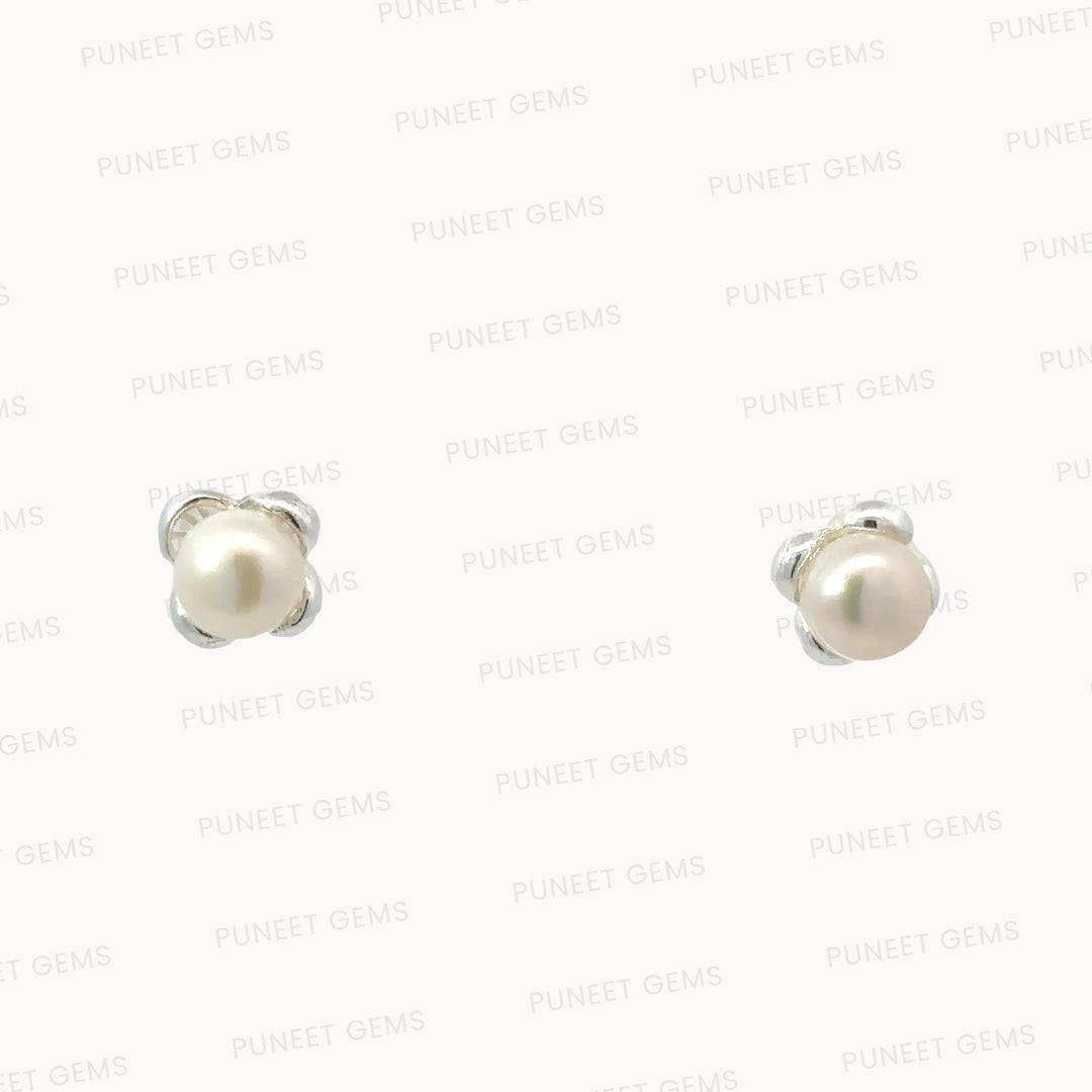 Elegant Silver Moti Tops (Pearl Stud Earrings) – 925 Sterling Silver | Timeless & Minimalist Jewelry
