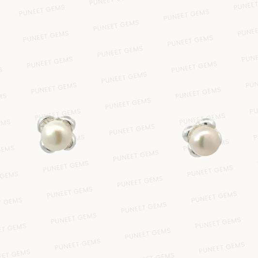 Elegant Silver Moti Tops (Pearl Stud Earrings) – 925 Sterling Silver | Timeless & Minimalist Jewelry